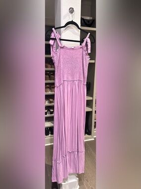 Women’s Smocked Bodice Flowy Maxi A Line Dress - Lavender (Nursing/Maternity?)